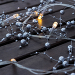 Lichterkette mit silbernen Perlen, 10er LED warmweiß
